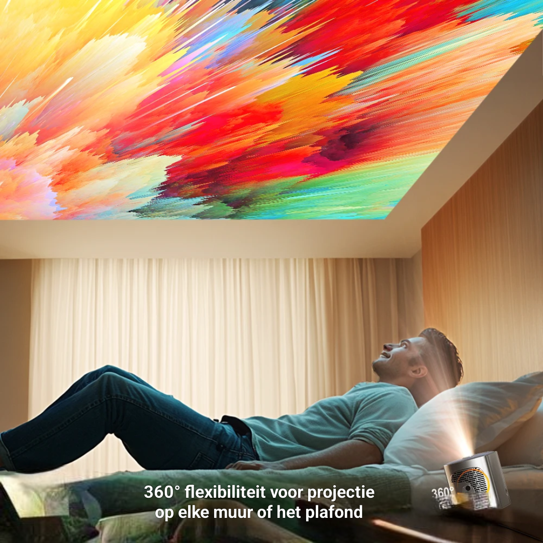 LUGOFLIX A12 Mini Smart Beamer – Draadloze Android Projector met WiFi & Autofocus | Compact voor Thuis, Kantoor & Onderwijs
